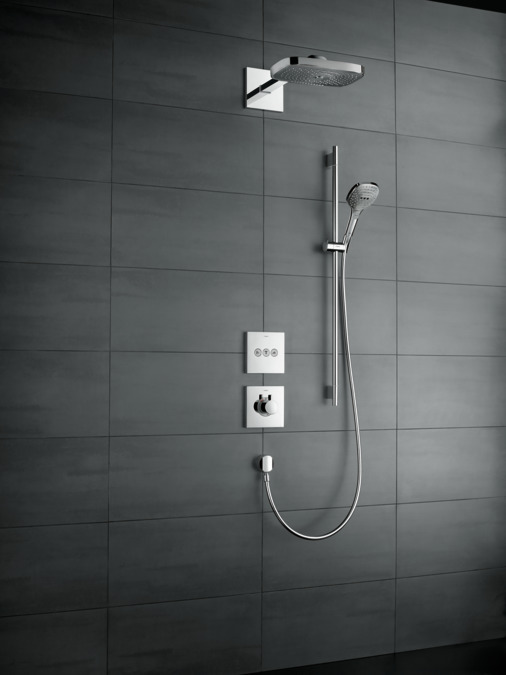 Верхний душ с держателем Hansgrohe Raindance Select E 300 3 Jet 26468400 Белый/Хром