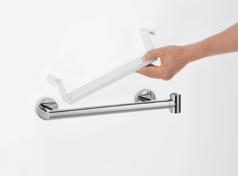 Поручень с полочкой и держателем для душа HANSGROHE Unica Comfort 26328400 395 мм, Цвет хром/белый
