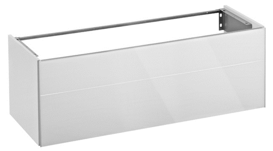 Тумба под раковину Keuco Royal Reflex 34080 210000 1296x450x487 мм 1 ящик корпус белый глянец фасад белое стекло