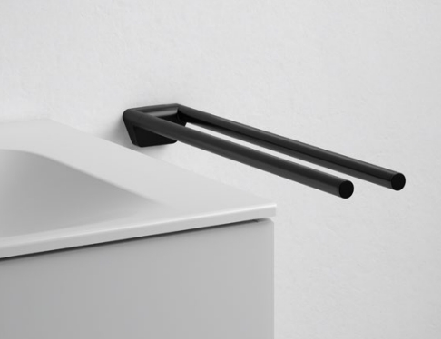 Полотенцедержатель двойной неповоротный KEUCO COLLECTION REVA 12818 370000 450 мм, чёрный матовый