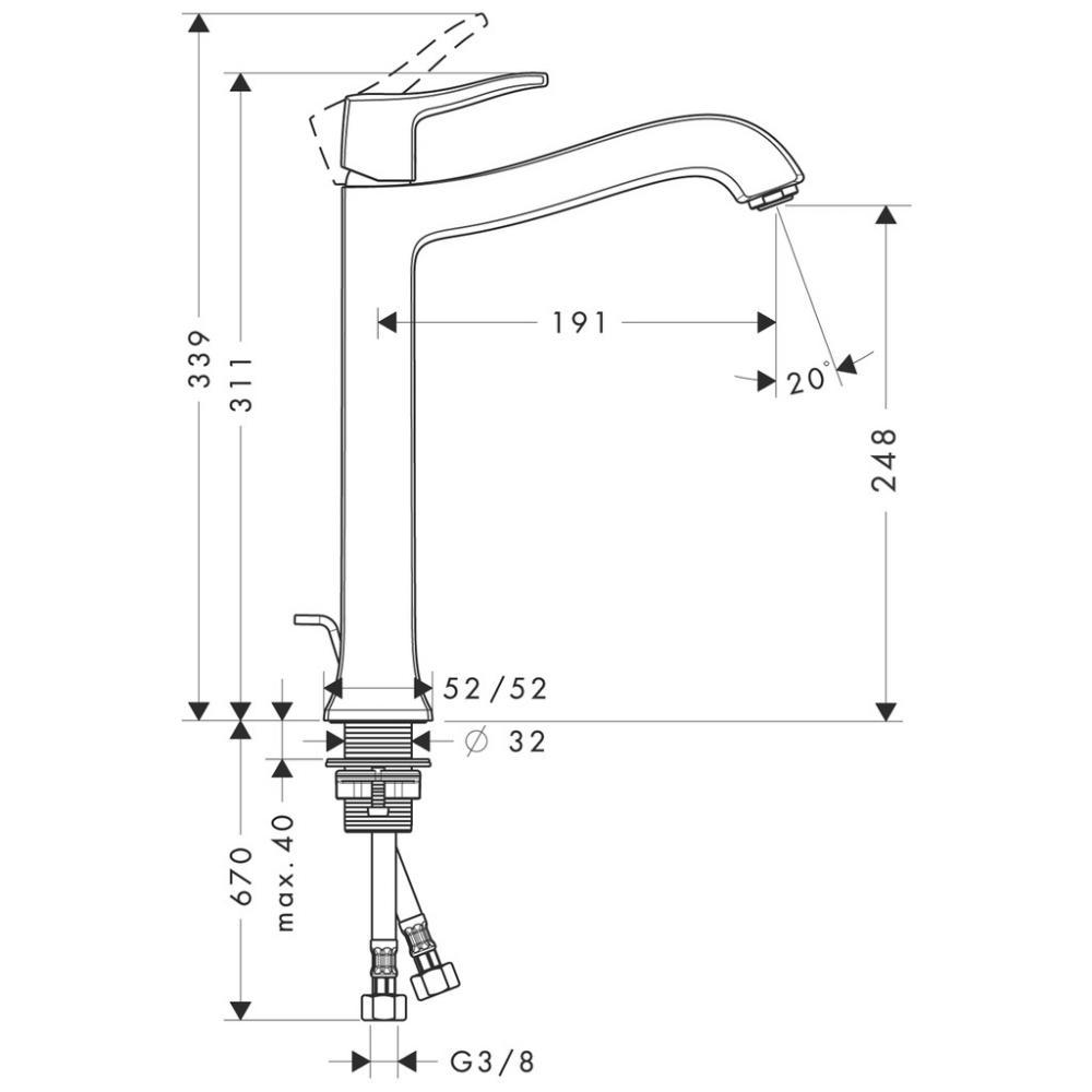 Смеситель для раковины высокий Hansgrohe Metris Classic 31078000 Хром