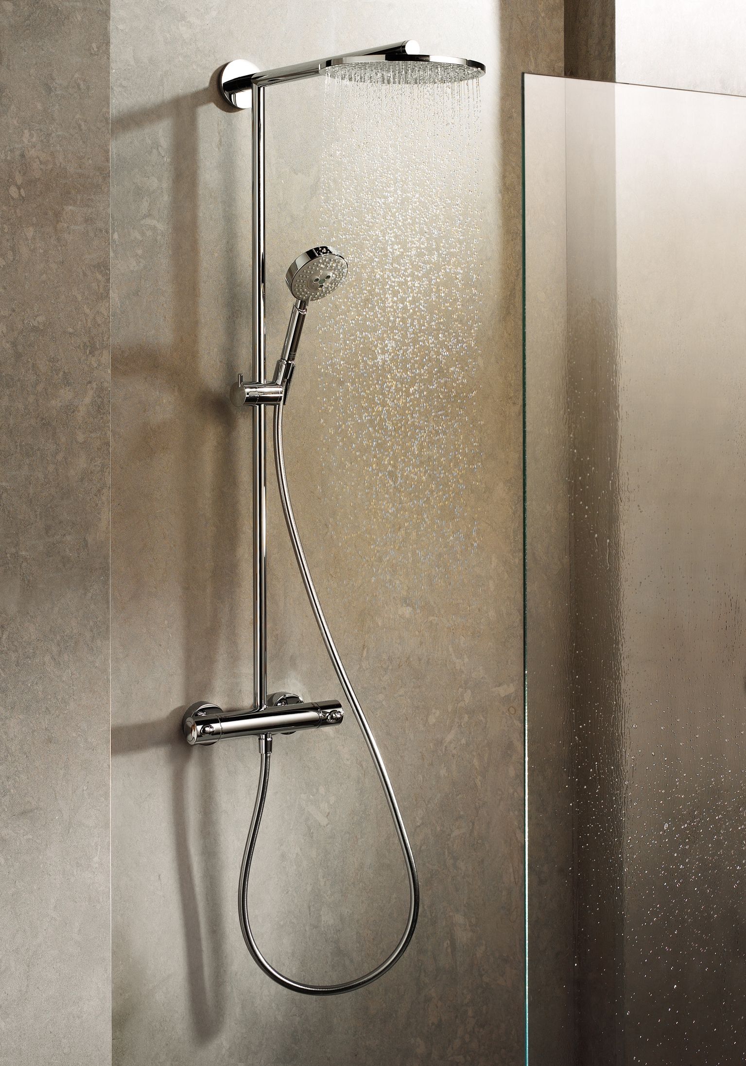 Душевой комплект Hansgrohe Raindance Select 27114000 Showerpipe 300 с термостатом хром