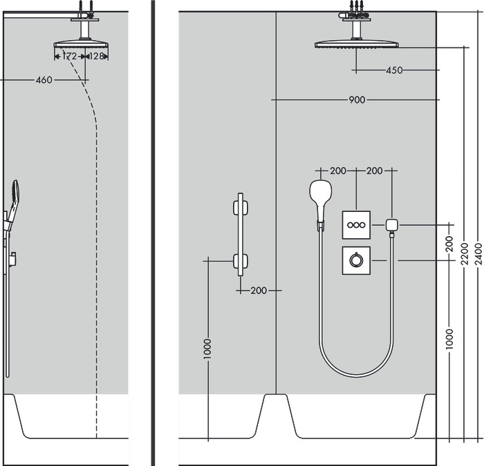 Верхний душ с потолочным держателем Hansgrohe Raindance Rainmaker Select 460 2jet 24004400 Хром/Белый