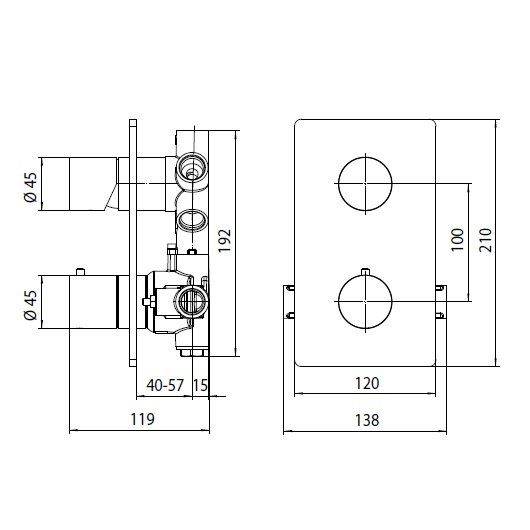 Верхняя часть термостата BOSSINI TEO Z00002.043 120 мм х 210 мм, на 1-5 выходов, цвет Сатинированное золото