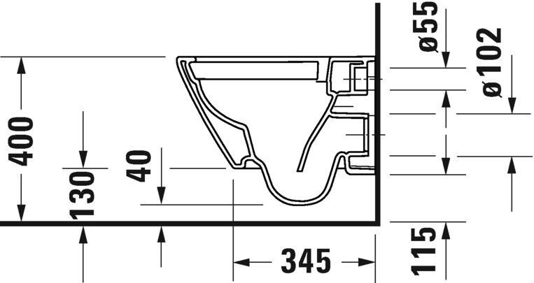 Унитаз подвесной + сиденье Duravit D-Neo Rimless 45870900A1 370 мм х 480 мм, с вертикальным смывом, без смывного края, с креплением Durafix, белый