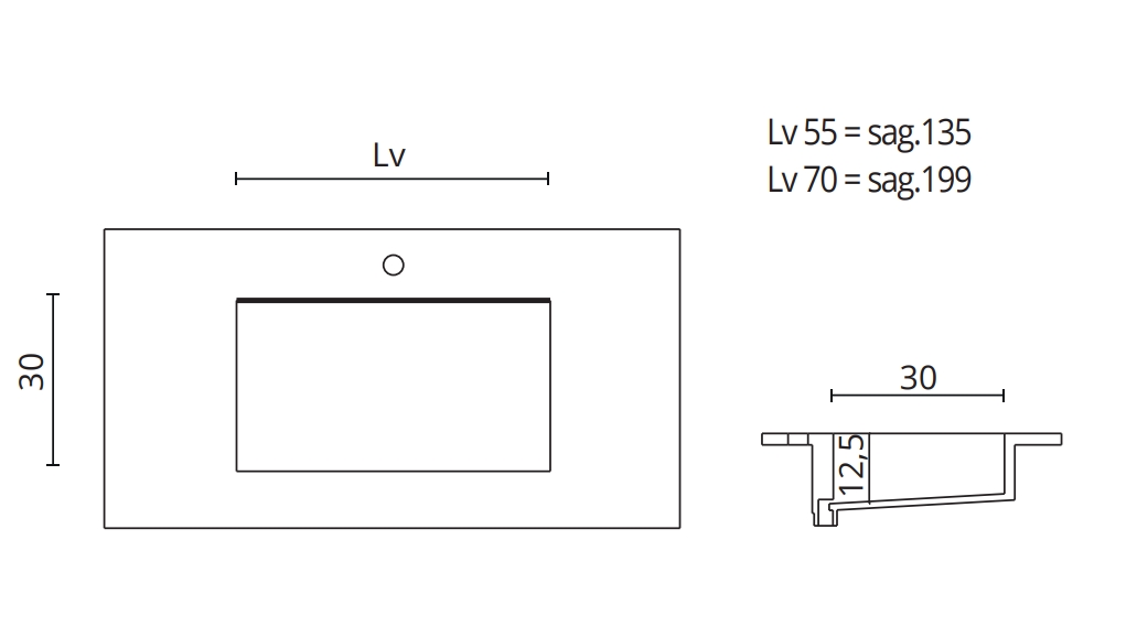 Раковина со столешницей BMT IKON 801 811 155 01.4 OR   1550х120х504 мм, без перелива, Gres Noir Desir