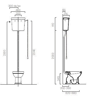 Бачок для унитаза на высокой трубе GSI Classic 878011 цвет Белый глянцевый