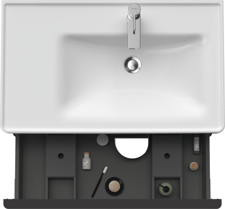 Тумба подвесная под раковину DURAVIT D-Neo DE435805353 784 мм х 452 мм, с выдвижным ящиком и выдвижным отделением, каштан тёмный