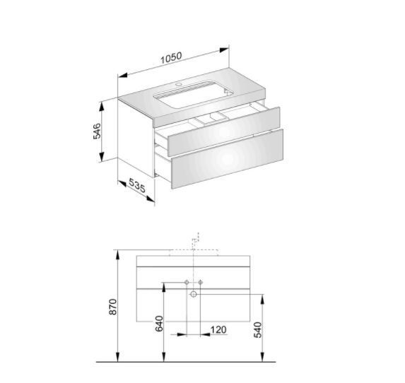 Тумба подвесная под раковину KEUCO EDITION 11 31572 390100 с двумя выдвижными ящиками, с отверстием под смеситель, корпус/фасад структурный лак, антрацит