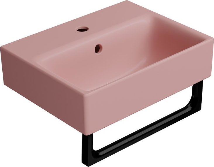 Раковина накладная/подвесная GSI NUBES 9684124 400 мм х 320 мм, с переливом, с отверстием под смеситель, для крепежа FLAVABO, цвет матовый Blush