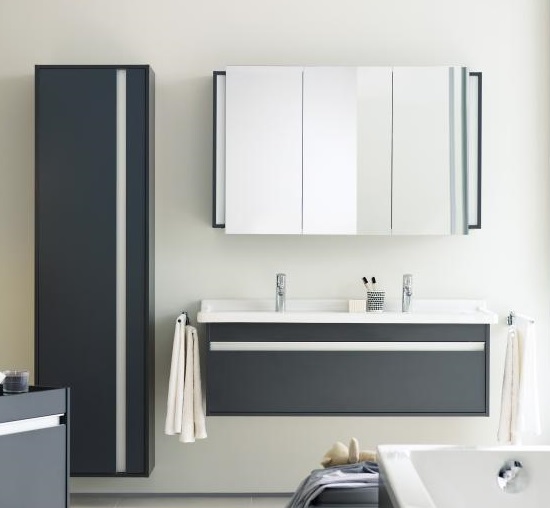 Шкаф высокий Duravit Ketho KT1265L9191 левый, с полками, серо-коричневый