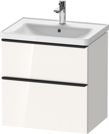 Тумба подвесная под раковину DURAVIT D-Neo DE435402222 634 мм х 452 мм, с выдвижным ящиком и выдвижным отделением, белый глянцевый