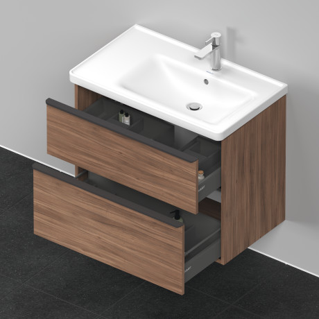 Тумба подвесная под раковину DURAVIT D-Neo DE435807979 784 мм х 452 мм, с выдвижным ящиком и выдвижным отделением, орех натуральный