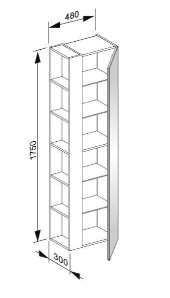 Высокий шкаф-пенал Keuco Plan 32931 140002 корпус лак матовый трюфель, фасад стекло трюфель глянцевый