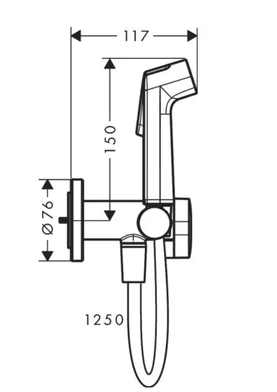 Гигиенический комплект HANSGROHE Bidette S 1 jet 29232670 со шлангом и держателем, цвет Чёрный матовый