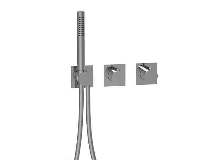 Встраиваемая внутренняя часть термостата ALMAR Modular E176904 на 3 потребителя и модуль ручного душа, для арт. E180183 и E180133, цвет Чёрный