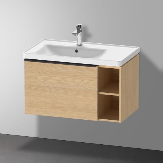 Тумба подвесная под раковину DURAVIT D-Neo DE425803030 784 мм х 452 мм, с выдвижным ящиком и открытой боковой полкой, натуральный дуб