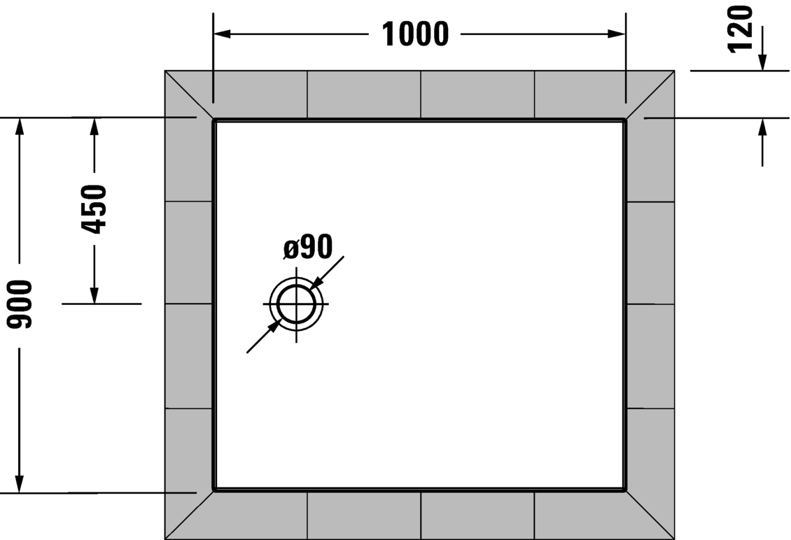 Сверхплоский душевой поддон DURAVIT Tempano 720195 00 0 00 0001 1000 мм х 900 мм, белый