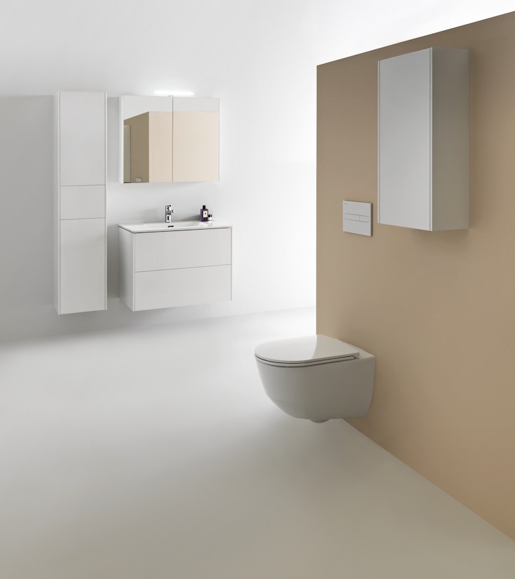 Тумба с раковиной  Laufen   Base for Pro S  8.6496.1.261.104.1   80 см, подвесная, 2 ящика, цвет белый глянцевый