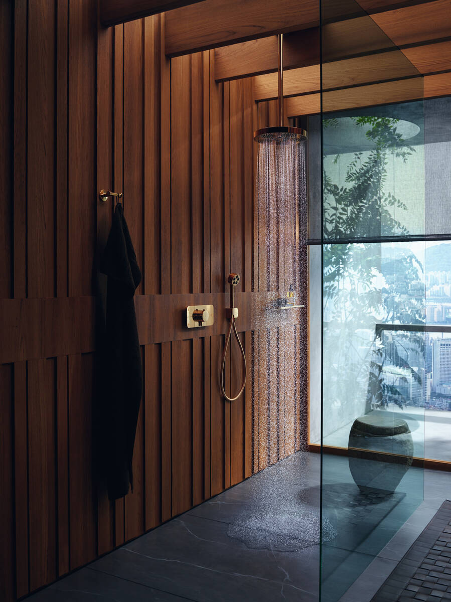 Верхний душ 280 2jet AXOR One 48494670 с потолочным подсоединением, чёрный матовый