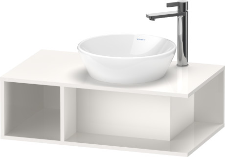 Тумба подвесная под раковину DURAVIT D-Neo DE493802222 800 мм х 480 мм, с консолью, с открытой полкой слева, белый глянцевый