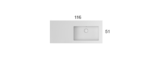 Раковина накладная правосторонняя GLOBO INCANTHO IN116DABI 1160 мм х 510 мм х 140 мм, с полочкой слева, с намеченным отверстием под смеситель справа, с переливом, цвет белый глянцевый (Снимается с производства)