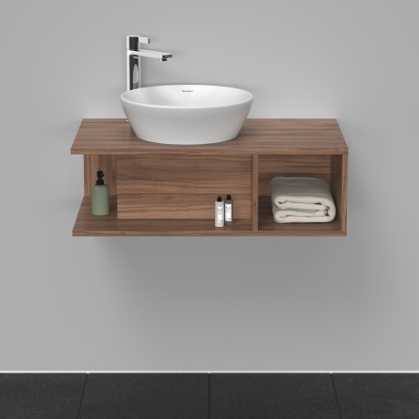 Тумба подвесная под раковину DURAVIT D-Neo DE491807979 800 мм х 480 мм, с консолью, с открытой полкой справа, орех натуральный