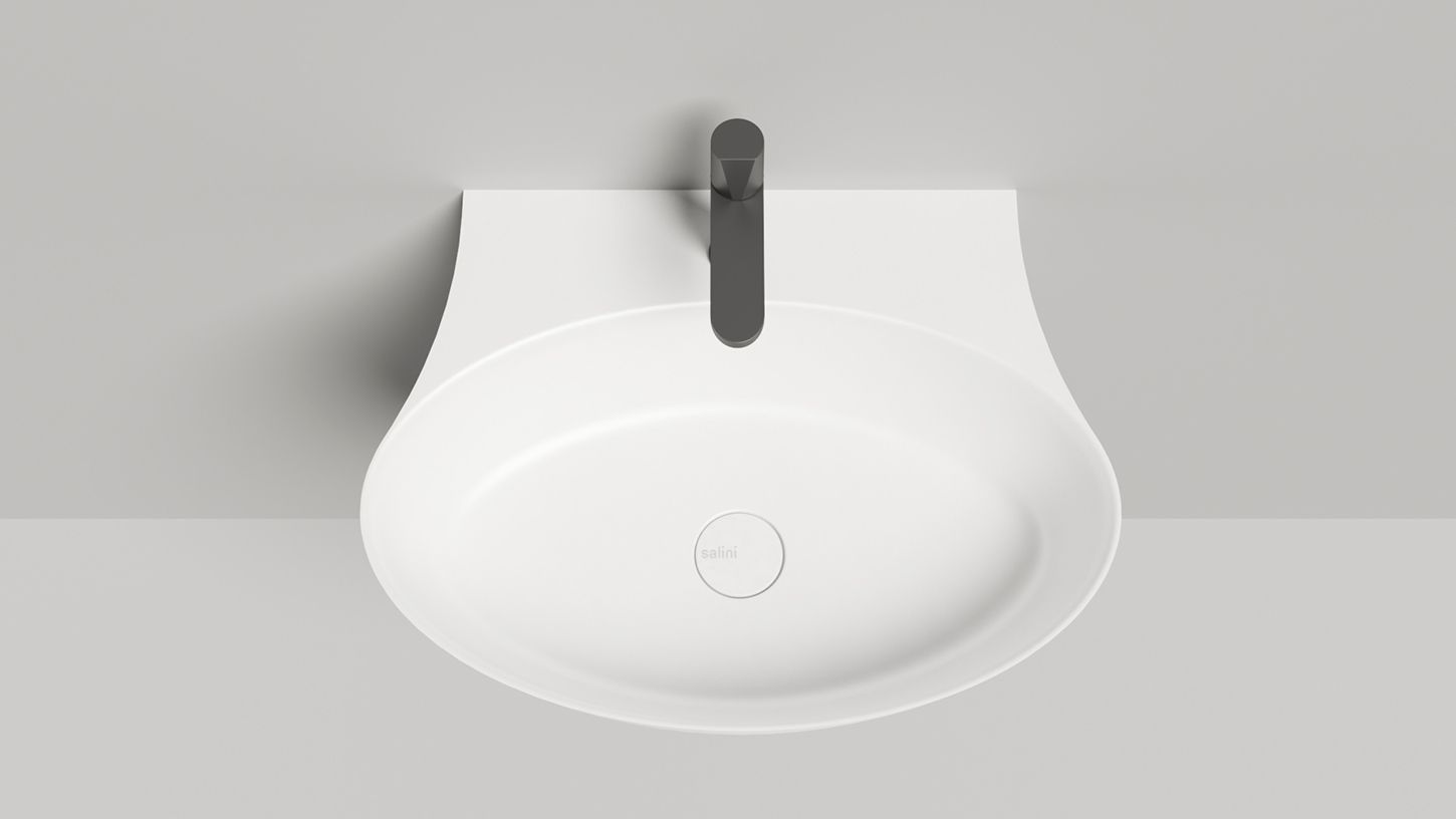 Раковина подвесная/накладная овальная SALINI ALDA WALL 01 140311G 450х580х150мм, S-Sense, с отверстием под смеситель, цвет Белый глянцевый