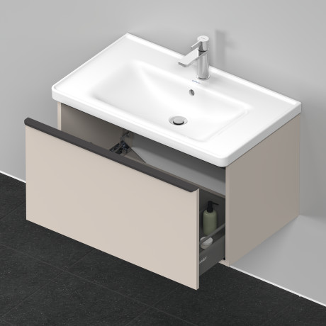 Тумба подвесная под раковину DURAVIT D-Neo DE425509191 784 мм х 452 мм, с одним выдвижным ящиком, серо-коричневый матовый