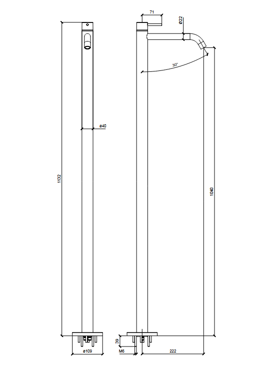 Однорычажный напольный смеситель для раковины ALMAR WASH BASIN E214007.CR излив 222 мм, цвет Хром