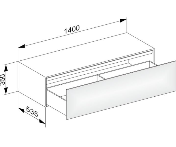 Тумба боковая подвесная KEUCO EDITION 11 31326 570000 с одним выдвижным фронтом, корпус матовый лак/фасад глянцевое стекло, чёрный