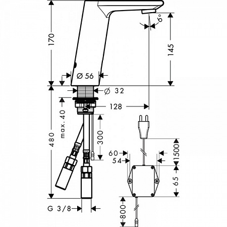 Смеситель для раковины электронный Hansgrohe Metris S 31102000 Хром