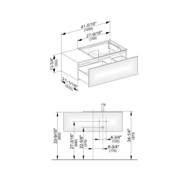 Тумба подвесная под раковину справа KEUCO EDITION 11 31154 850000 с одним выдвижным фронтом, корпус/фасад шпон, табачный дуб