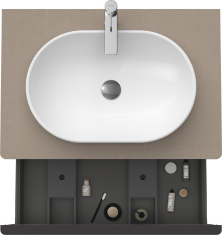 Тумба подвесная под раковину DURAVIT D-Neo DE494707575 800 мм х 550 мм, с консолью, с одним выдвижным ящиком, лён