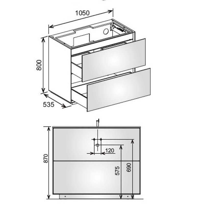 Тумба под раковину напольная Keuco Edition Lignatur 33350 800013 1050x800x535 мм фасад орех, корпус орех