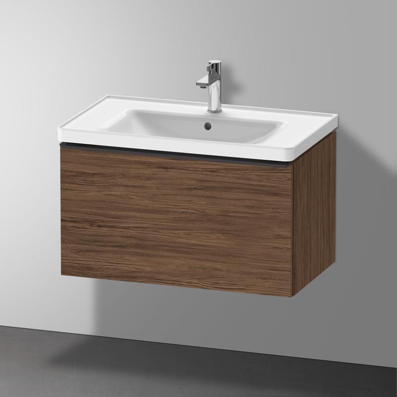 Тумба подвесная под раковину DURAVIT D-Neo DE425502121 784 мм х 452 мм, с одним выдвижным ящиком, орех тёмный