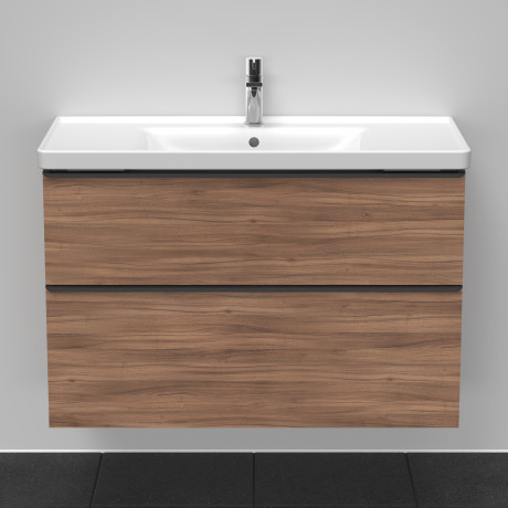 Тумба подвесная под раковину DURAVIT D-Neo DE435607979 984 мм х 452 мм, с выдвижным ящиком и выдвижным отделением, орех натуральный