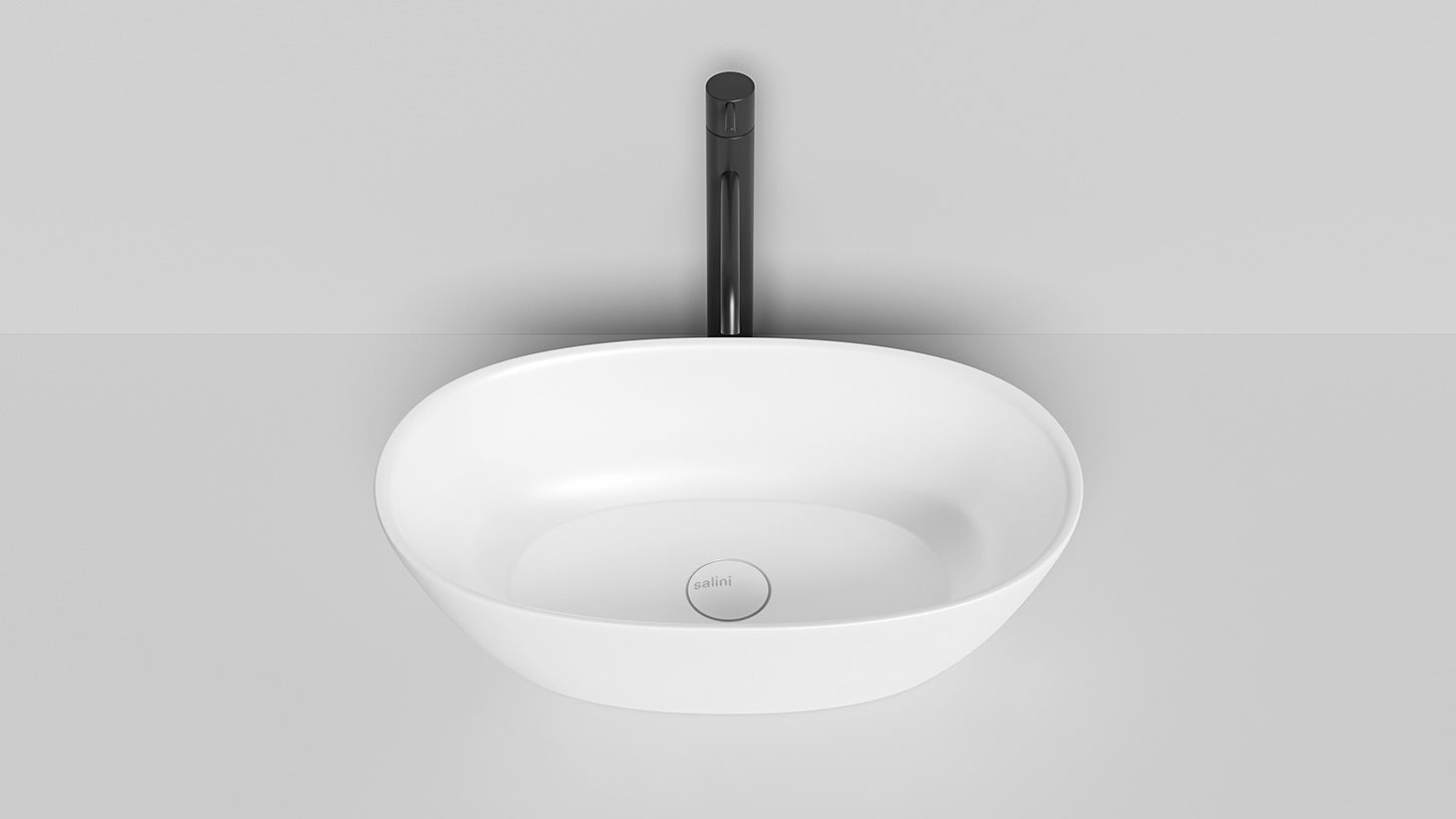 Раковина накладная овальная SALINI SOFIA 1101106G 335х560х150мм, S-Sense, без донного клапана, цвет Белый глянцевый