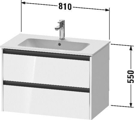 Тумба подвесная под раковину DURAVIT KETHO.2 K25263080800000 480 мм х 810 мм х 550 мм, 2 выдвижных ящика, графит суперматовый