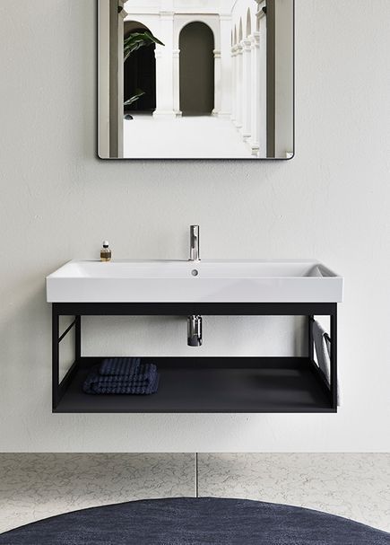 Подвесная металлическая консоль с полкой для раковины GSI STRUTTURA MSN10028 цвет Чёрный матовый