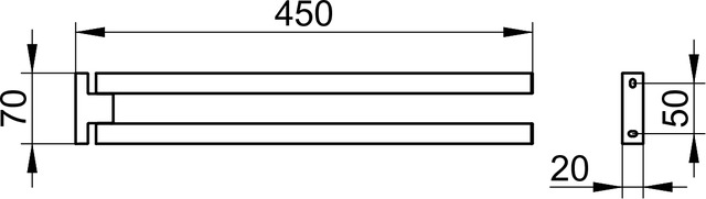 Полотенцедержатель двойной поворотный KEUCO EDITION 90 Square 19118 010000 450 мм, хром