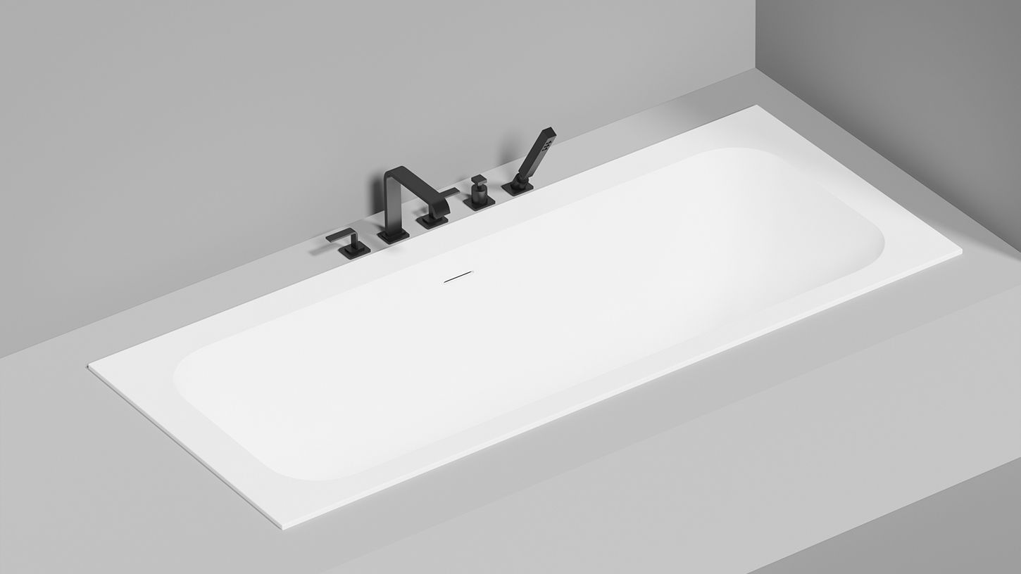 Встраиваемая прямоугольная ванна SALINI ORLANDA AXIS KIT 103311G 805х1911х600 мм, с регулируемыми ножками, из S-Sense, слив-перелив, сифон, донный клапан, цвет Белый глянцевый