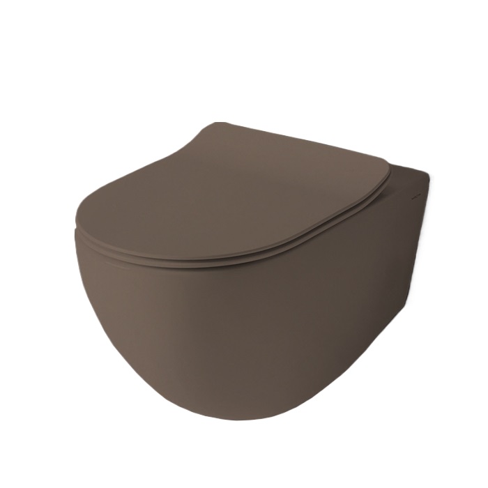 Унитаз подвесной ARTCERAM File 2.0 FLV006 40 00 520 мм х 370 мм, смыв Whirl-Flush, безободковый, с креплением, с покрытием Saniglaze, цвет Tortora