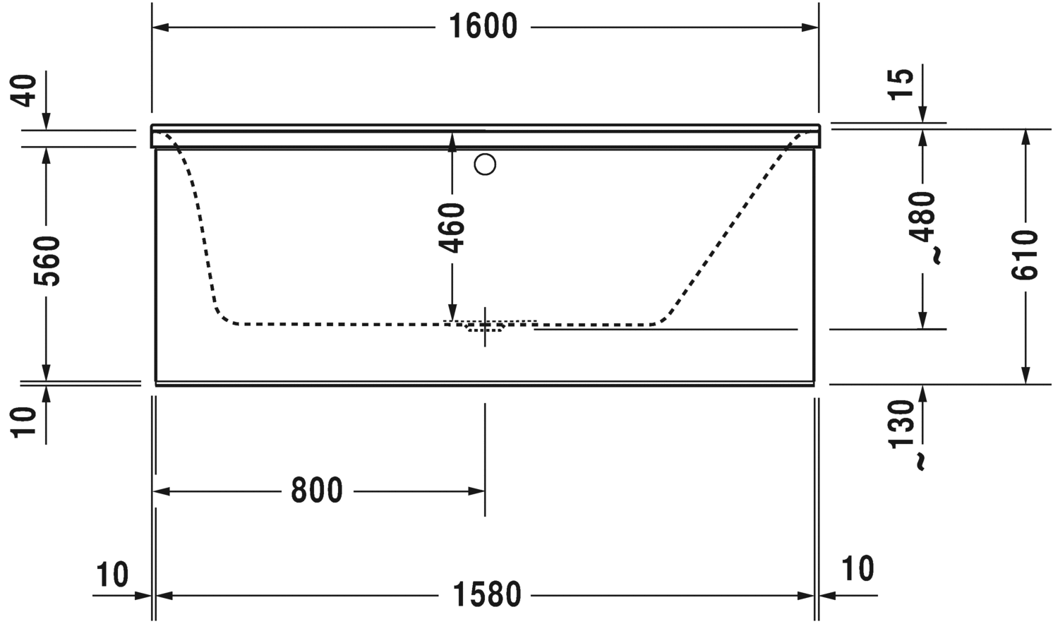 Акриловая ванна Duravit P3 Comforts 700372000000000 1600 х 700 c наклоном для спины справа, встраиваемая или с панелями, белая (изделие снято с производства)