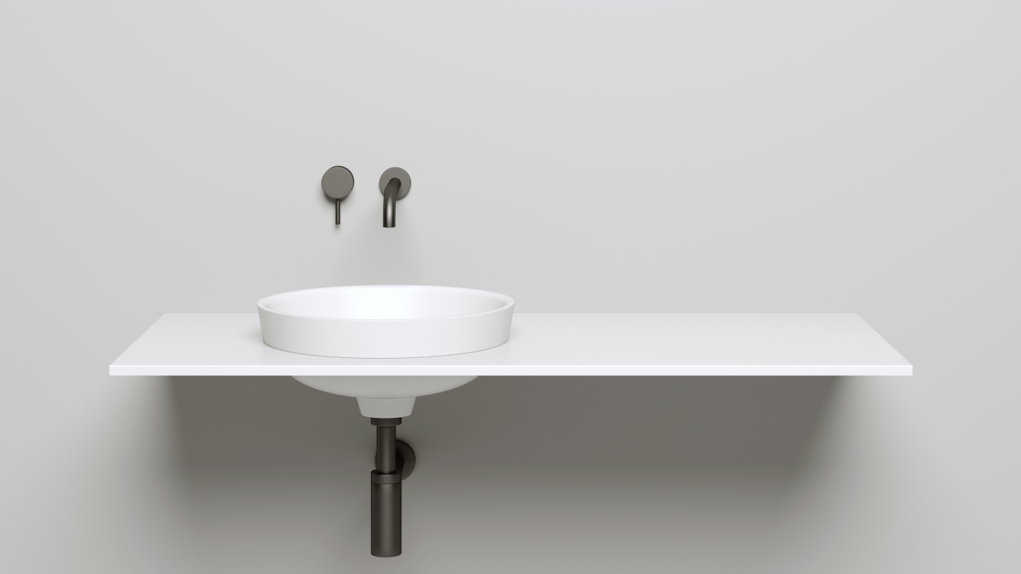 Раковина полувстраиваемая круглая SALINI MAREA 03 1802203M 415х415х165мм, S-Stone, без донного клапана, цвет Белый матовый