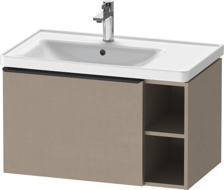 Тумба подвесная под раковину DURAVIT D-Neo DE425807575 784 мм х 452 мм, с выдвижным ящиком и открытой боковой полкой, лён