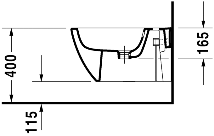 Подвесное биде Duravit Happy D.2 2258150000 с переливом, с креплением Durafix, белое