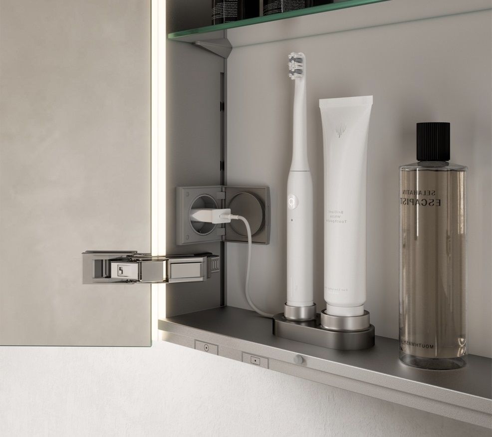 Левый зеркальный шкаф с подсветкой для настенного монтажа KEUCO Somaris 14501 511200 127 мм х 600 мм х 710 мм, с 1 поворотной дверцей, цвет корпуса Белый матовый