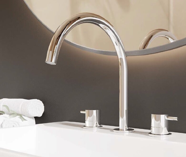 Двухвентильный смеситель для раковины ALMAR WASH BASIN E214004.CR излив 221 мм, цвет Хром