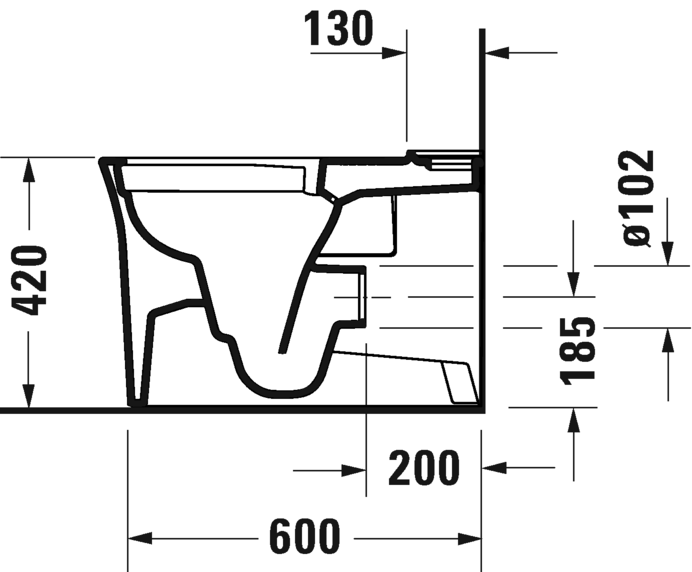 Унитаз напольный Duravit White Tulip 2197092000 650 мм х 370 мм, с вертикальным смывом, с HygieneFlush, Vario, с креплением, с покрытием HygieneGlaze, белый
